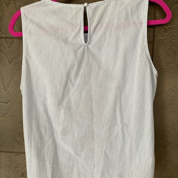 Blue and white striped cat embroidered tank - Picture 4 of 5